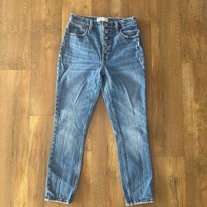 Abercrombie & Fitch High Rise Button Fly Skinny Jeans 27/4 Classic Medium Wash